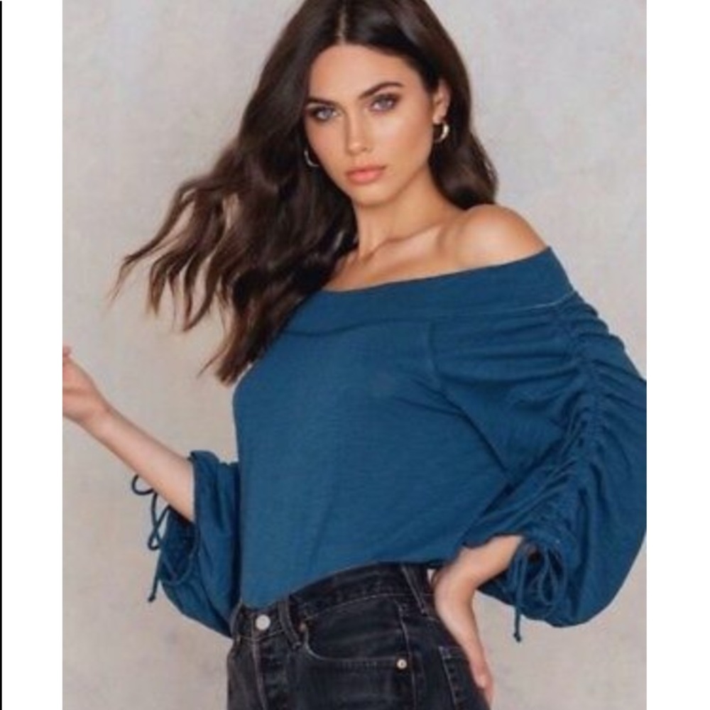 Free People Bohema Top off-shoulder ruched sleeves